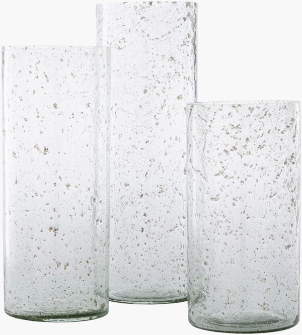 Livabliss Mist Columnar Glass Candleholders Set of Three Pillar Accent for Mantle or Table MIT007-SET