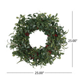 Christopher Knight Home® - Noble House - Donway 25" Olive Artificial Silk Wreath with Berries, Green and Red