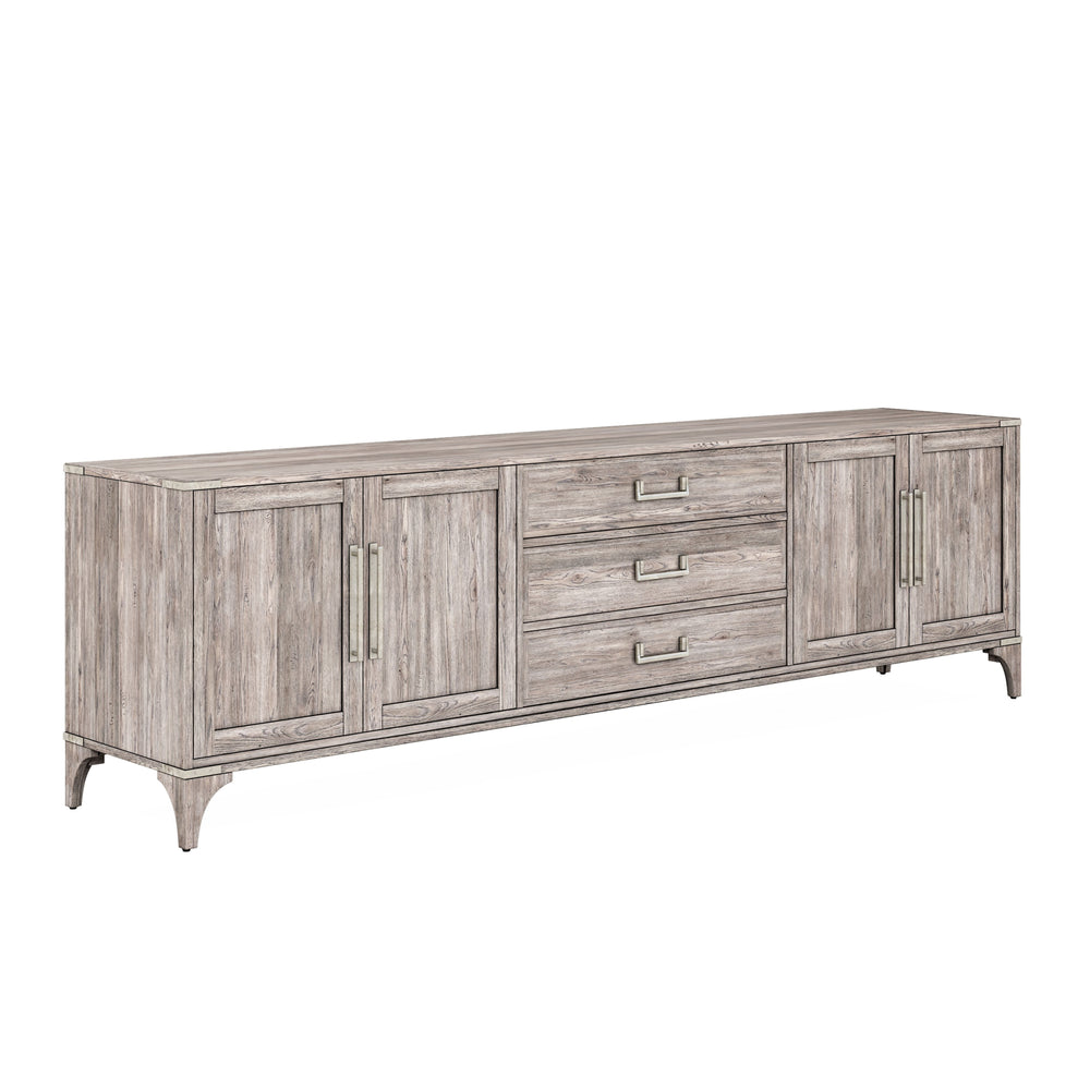 A.R.T. Furniture Sojourn Entertainment Cabinet - Transitional Design In Ashen Finish With Adjustable Shelves & Storage Gray Materials, Ash Solids With Knotty Oak Veneers 316423-2311