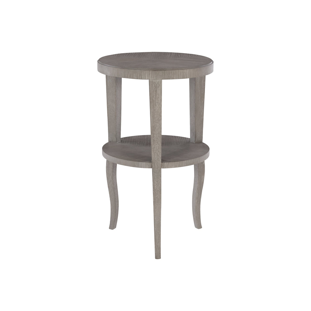 Bernhardt Bernhardt Gray Truffle Round Accent Table With Fancy-Face Top, Lower Shelf & Cabriole Legs 442112