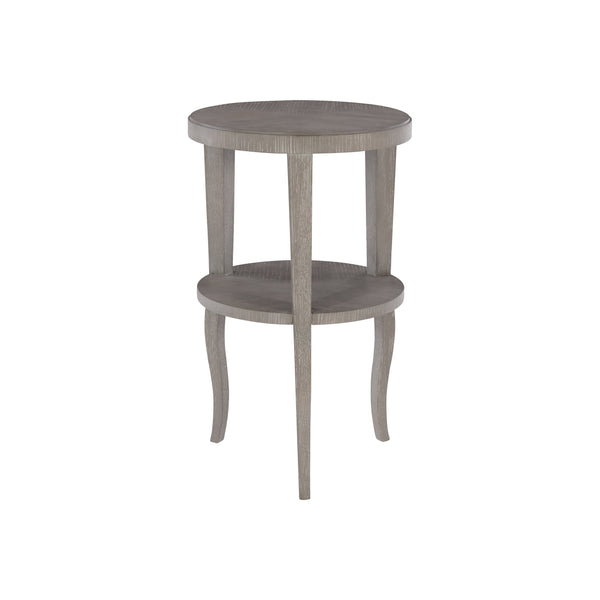 Bernhardt Bernhardt Gray Truffle Round Accent Table With Fancy-Face Top, Lower Shelf & Cabriole Legs 442112