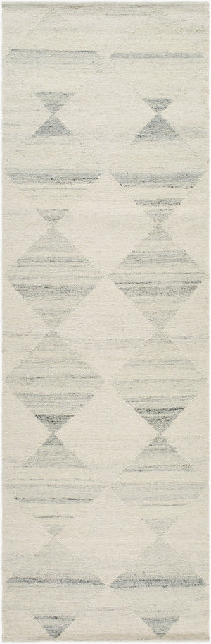 Livabliss Midyat Handmade Wool Flatweave Rug Artisan Woven for Entryways and Layered Accent Spaces White, Light Gr 2'6" x 8' MIY2300-268