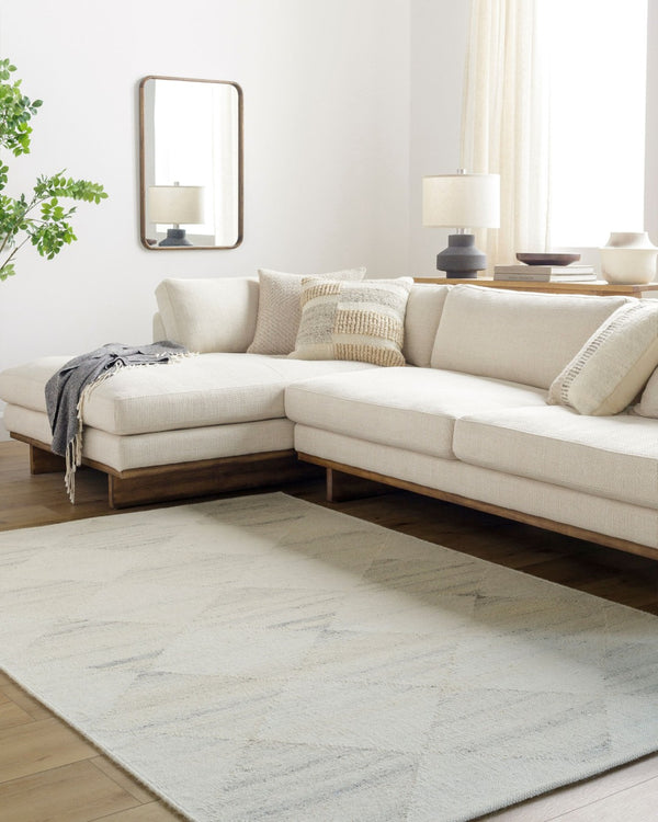 Livabliss Midyat Handmade Wool Flatweave Rug Artisan Woven for Entryways and Layered Accent Spaces White, Light Gr 2'6" x 8' MIY2300-268