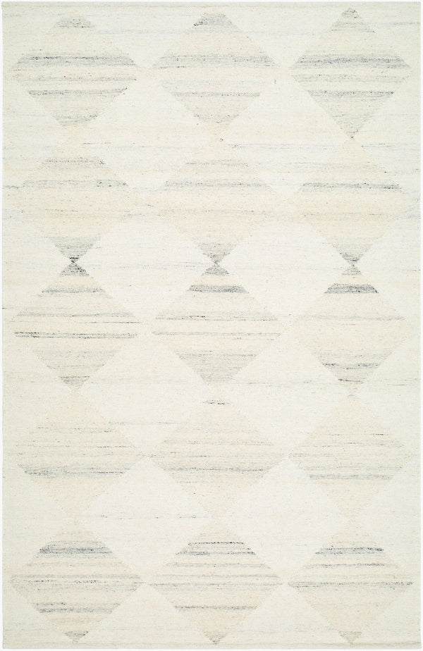 Livabliss Midyat Handmade Wool Flatweave Rug Artisan Woven for Entryways and Layered Accent Spaces White, Light Gr 5' x 7'6" MIY2300-576