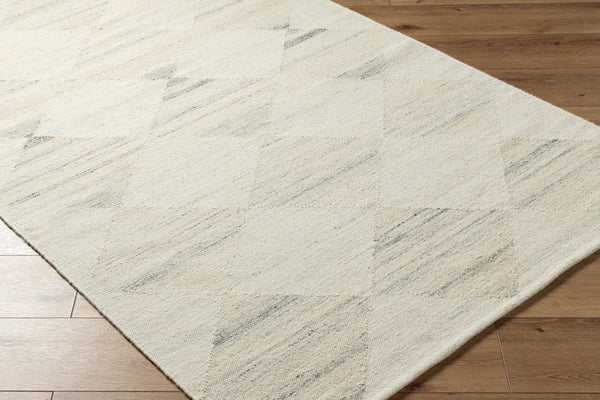 Livabliss Midyat Handmade Wool Flatweave Rug Artisan Woven for Entryways and Layered Accent Spaces White, Light Gr 5' x 7'6" MIY2300-576