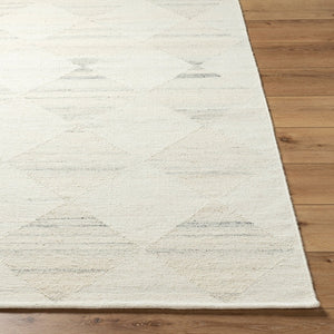Livabliss Midyat Handmade Wool Flatweave Rug Artisan Woven for Entryways and Layered Accent Spaces White, Light Gr 5' x 7'6" MIY2300-576