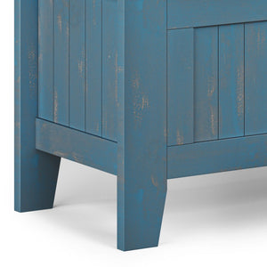 English Elm Acadian Handcrafted Entryway Storage Bench with Lift-Top Seating, Solid Wood, Transitional Design Blue B136P158260