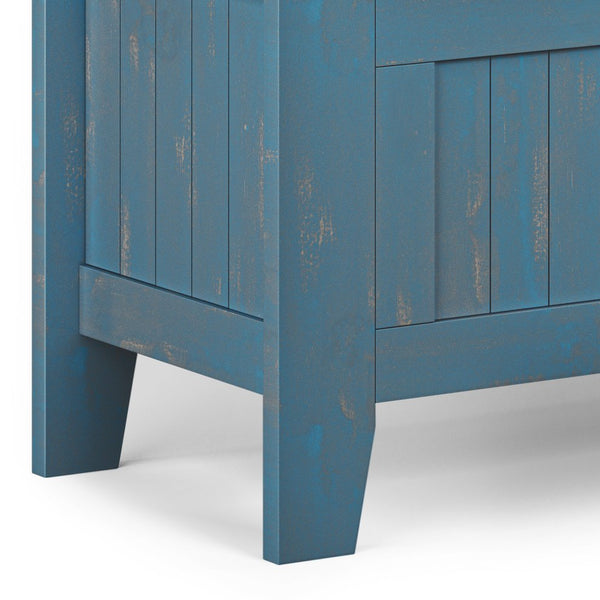 English Elm Acadian Handcrafted Entryway Storage Bench with Lift-Top Seating, Solid Wood, Transitional Design Blue B136P158260