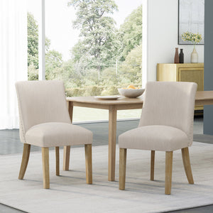English Elm Fabric Dining Chairs with Nailhead Trim Plush Seat Rubberwood Legs Set of 2 72610.00