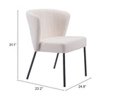 Aimee Dining Chair - Set of 2 Cream 109677 Zuo Modern