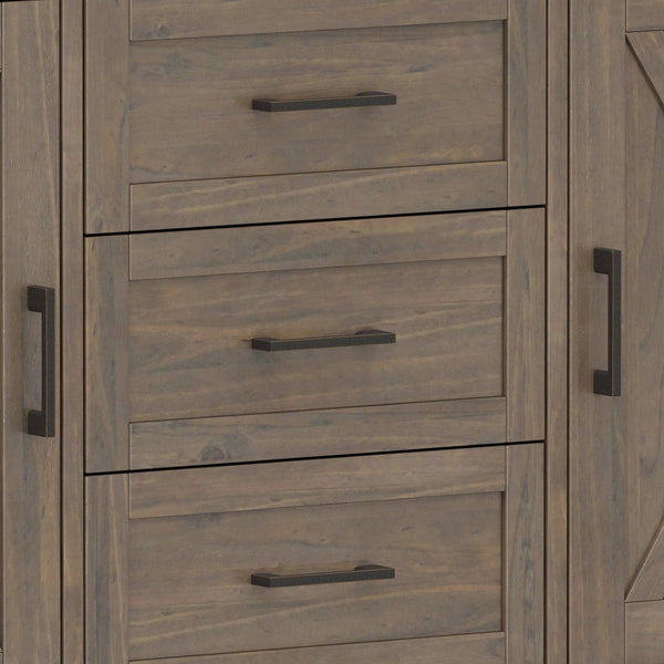 English Elm Ela Sideboard - Handcrafted Smoky Brown Storage Cabinet With Transitional Shaker Style Design B136P158602