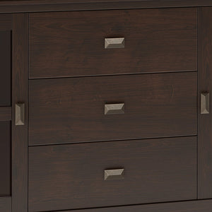 English Elm Artisan Large Sideboard Buffet - Elegant Dark Chestnut Brown, Functional Storage, Timeless Design B136P158417