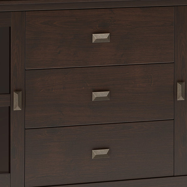 English Elm Artisan Large Sideboard Buffet - Elegant Dark Chestnut Brown, Functional Storage, Timeless Design B136P158417