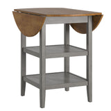 Homelegance By Top-Line Theordore Antique Finish 2 Side Drop Leaf Round Counter Height Table Grey Rubberwood