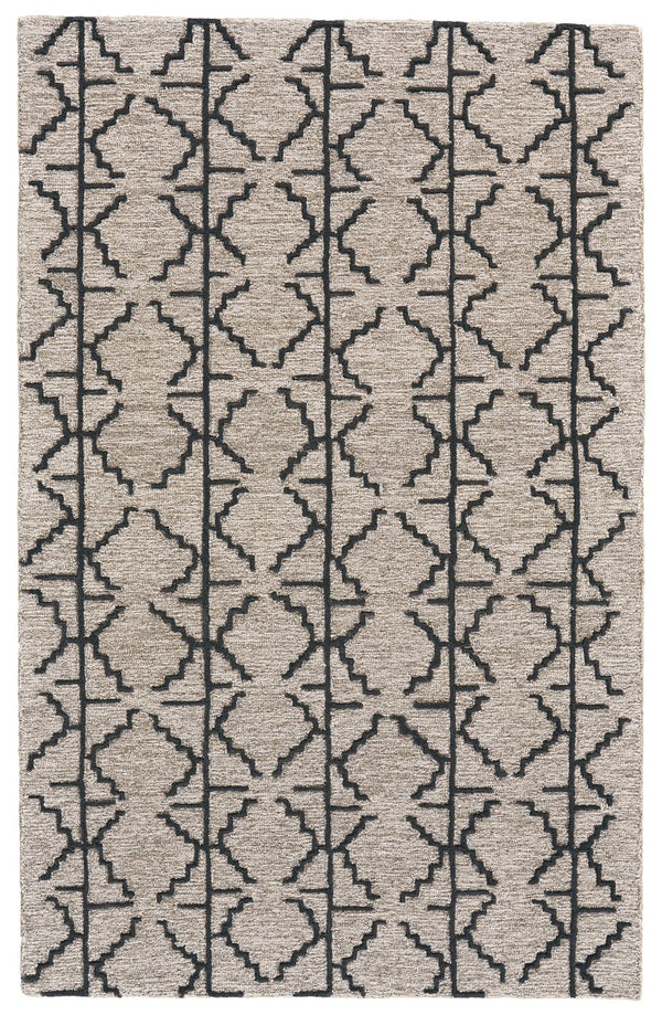 Feizy Rugs Enzo Hand-tufted Wool Area Rug - Stylish Geometric Patterns, Stain & Fade Resistant For High Traffic Black,Taupe,Gray Wool 7428732fchlgryh50