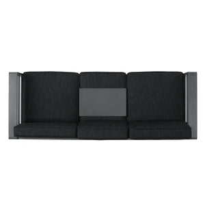 English Elm Christopher Knight Home® - CAPE modern 3-seater outdoor sofa with aluminum frame, convertible tray table, water-resistant cushions DARK GREY 58981.00CUSGRY