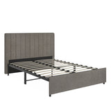 Homelegance By Top-Line Chase Grey Linen Upholstered Storage Platform Bed with Channel Headboard Grey Linen