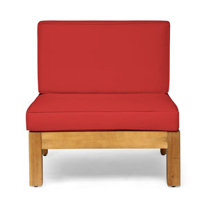 English Elm Oana Outdoor Modular Sectional Set Acacia Wood Frame V Shape Patio Seating Red 64497-98-99.00-64495.00RED