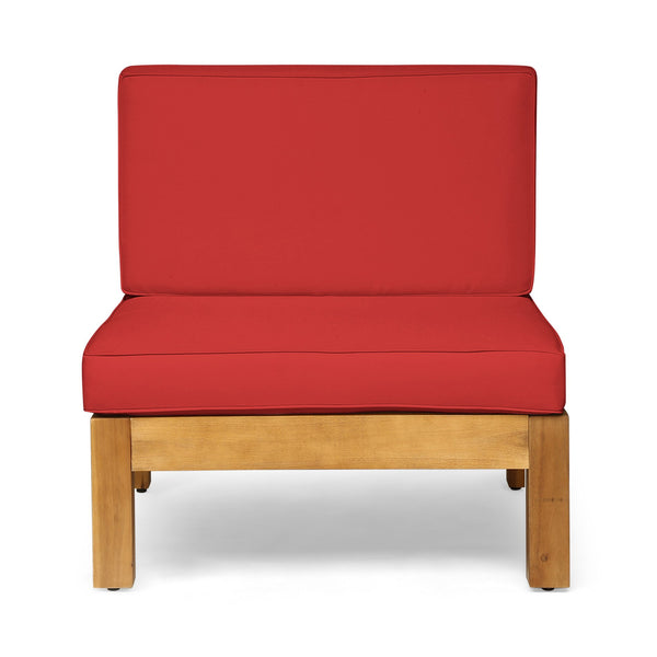 English Elm Oana Outdoor Modular Sectional Set Acacia Wood Frame V Shape Patio Seating Red 64497-98-99.00-64495.00RED