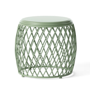 English Elm Alamera Lattice Iron Side Table Powder Coated Matte Finish for Indoor Outdoor Use 60745.00GRN