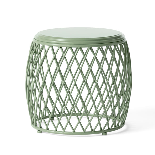 English Elm Alamera Lattice Iron Side Table Powder Coated Matte Finish for Indoor Outdoor Use 60745.00GRN