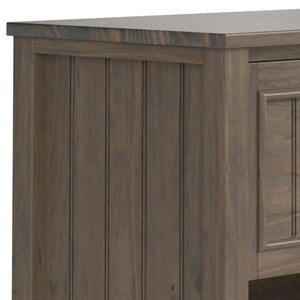 English Elm Lev Smoky Brown Bedside Table – Handcrafted Solid Wood, Drawer & Open Storage, Transitional Groove Design B136P158825