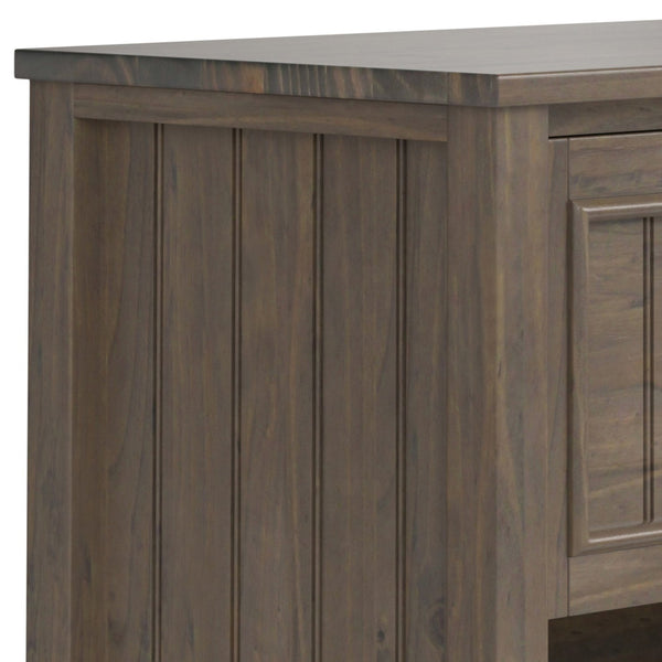 English Elm Lev Smoky Brown Bedside Table – Handcrafted Solid Wood, Drawer & Open Storage, Transitional Groove Design B136P158825