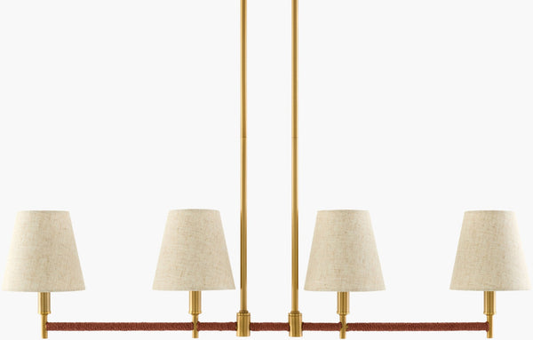 Livabliss Majen Iron Chandelier with Linen Shades Mid-century Modern Dining Room Pendant Light MJN-002