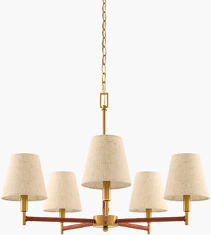 Livabliss Majen Geometric Iron Chandelier with Linen Shade Mid-century Modern Dining Room Light MJN-004