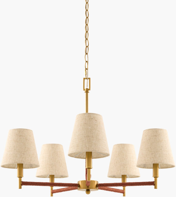 Livabliss Majen Geometric Iron Chandelier with Linen Shade Mid-century Modern Dining Room Light MJN-004