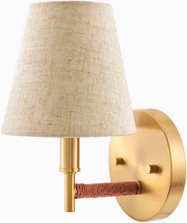 Livabliss Majen Iron Wall Sconce with Linen Shade Mid-century Modern Ambient Living Room Light MJN-006