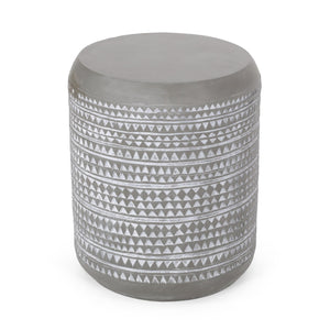 English Elm Outdoor Lightweight Concrete Side Table Artisan Textured Cylinder for Patio or Balcony 73442.00