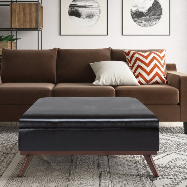 English Elm Owen Square Coffee Table Storage Ottoman In Tanners Brown - Stylish, Versatile & Functional Centerpiece B136P159169-GIGA