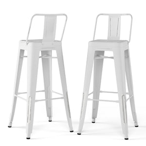 English Elm Rayne - Set Of 2 Distressed White Metal Bar Stools With Industrial Charm For Home & Kitchen Use B136P159495-GIGA
