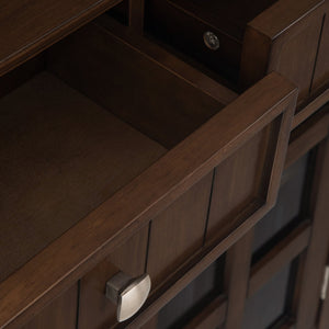English Elm Acadian Entryway Storage Cabinet - Handcrafted Solid Wood In Natural Aged Brown With Glass Doors B136P159698