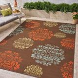 Christopher Knight Home® - Noble House - Ramonna Indoor Floral 8 X 11 Area Rug, Brown and Blue