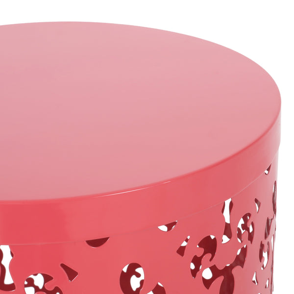 English Elm Metal Nesting End Table Set of Two with Floral Iron Cut Design for Living Room Coral 73604.00DCRL