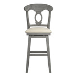 Homelegance By Top-Line Juliette Napoleon Back Wood Swivel Bar Stool Grey Rubberwood