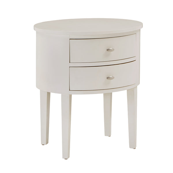 Homelegance By Top-Line Tallon 2-Drawer Oval Wood Accent Table White Wood