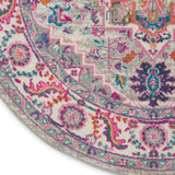 Nourison Passion PSN20 Machine Made Power-loomed Floral Border Indoor Only Bohemian  Rug Light Grey,Pink, Grey and Pink 100% Polypropylene 99446765215