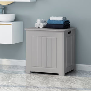 English Elm Christopher Knight Home® - BATHROOM Modern Light Grey Faux Wood Laundry Hamper with Flip-Top Lid, Vertical Slats, 20"W x 20.25"H 66608.00LGRY