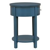 Homelegance By Top-Line Hardin 1-Drawer Oval End Table Blue Veneer