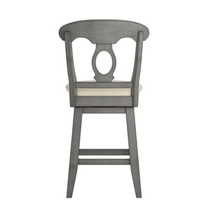 Homelegance By Top-Line Juliette Napoleon Back Counter Height Wood Swivel Chair Grey Rubberwood