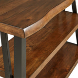 Homelegance By Top-Line Jeovani Live Edge Wood and Metal Sofa Table Medium Brown Wood