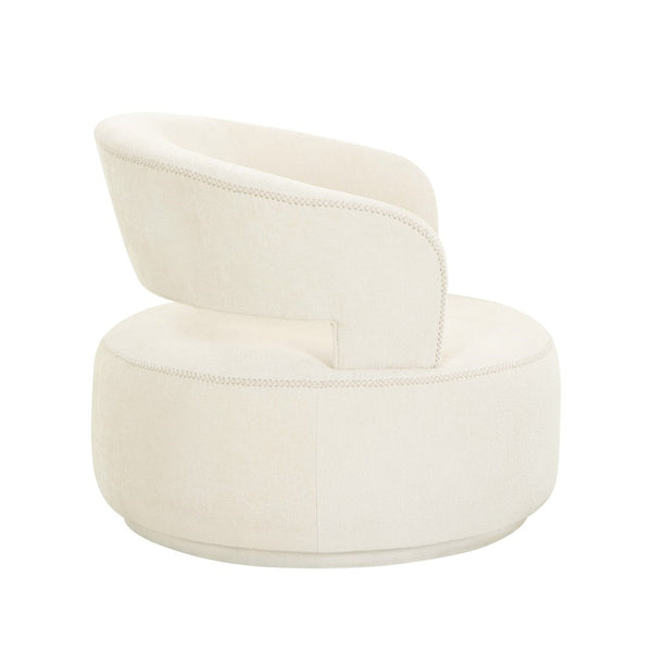 Pasargad Home Piagia Swivel Barrel Chair - Ultra-plush Silver Upholstery For Modern Comfort & Style Ivory Polyester Pzw-20087w