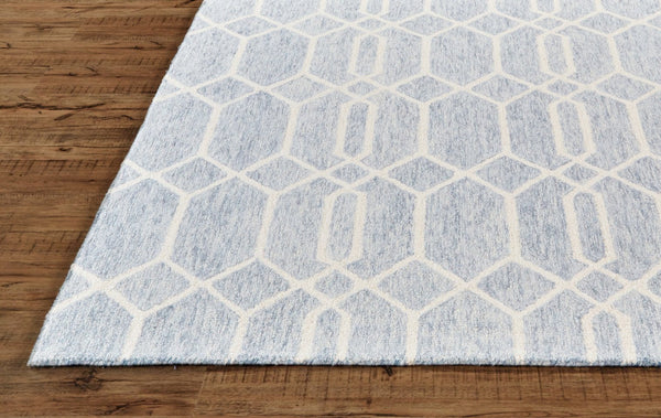 Feizy Rugs Belfort Hand-tufted Wool Rug - Timeless Transitional Designs With Elegant Trellis & Geometric Motifs Blue,Ivory Wool 8698777fblugryf00