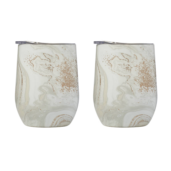 Lenox Cambridge 12 Oz White Geo Insulated Wine Tumblers, Set of 2 NO COLOR METAL E9514WHCB2DS