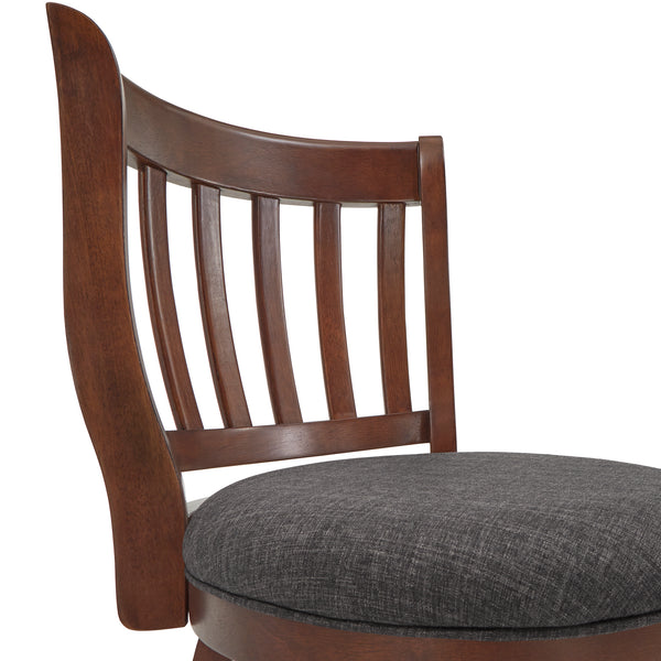 Homelegance By Top-Line Redford Linen High Back Swivel Counter Height Stool Brown Rubberwood