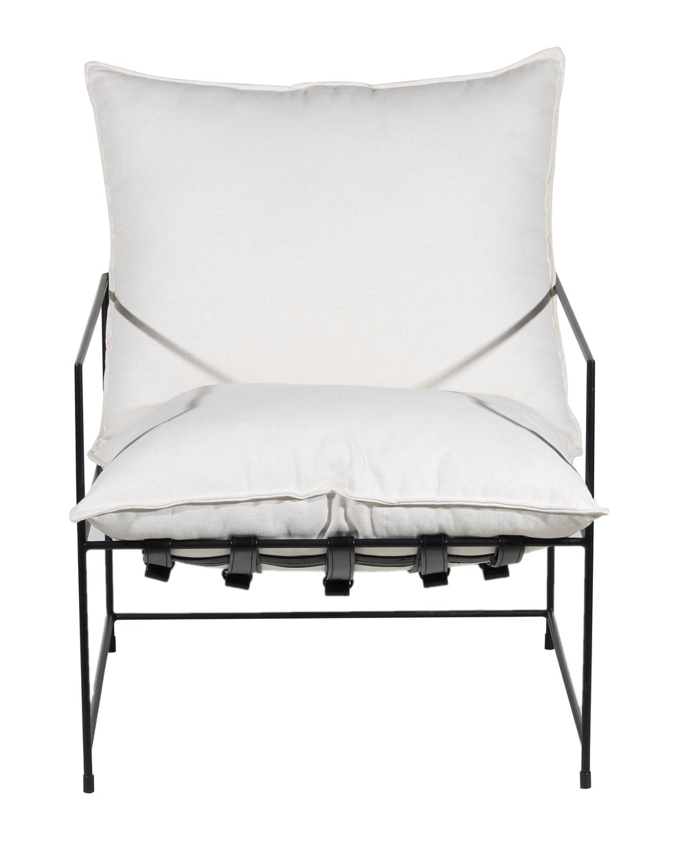 Porter Designs Porter Hagen Accent Chair - Stylish Black Iron Frame With Comfortable White Canvas Upholstery White Metal 01-108-06-8462