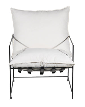 Porter Designs Porter Hagen Accent Chair - Stylish Black Iron Frame With Comfortable White Canvas Upholstery White Metal 01-108-06-8462